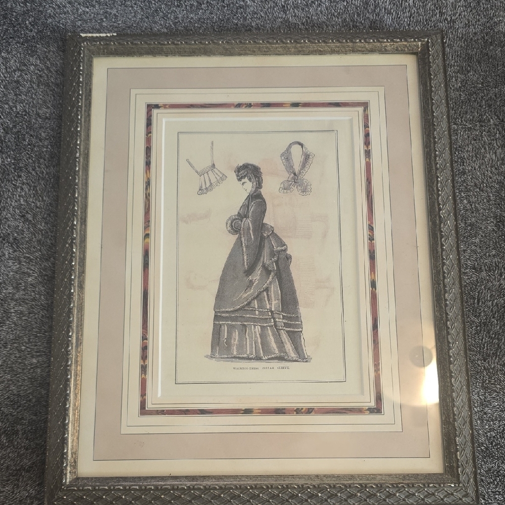 Victorian Fashion Illustration Framed Art – Custom Framed Dress Print 3/6